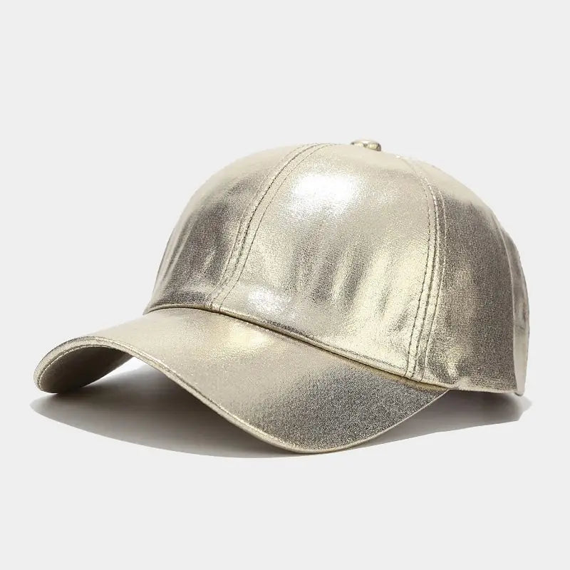 Glossy Pu Leather Baseball Caps For Women Men