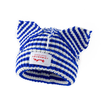 Winter Skullies Hat Unisex Cat Ear Hat Warm Crochet Knitted Hat