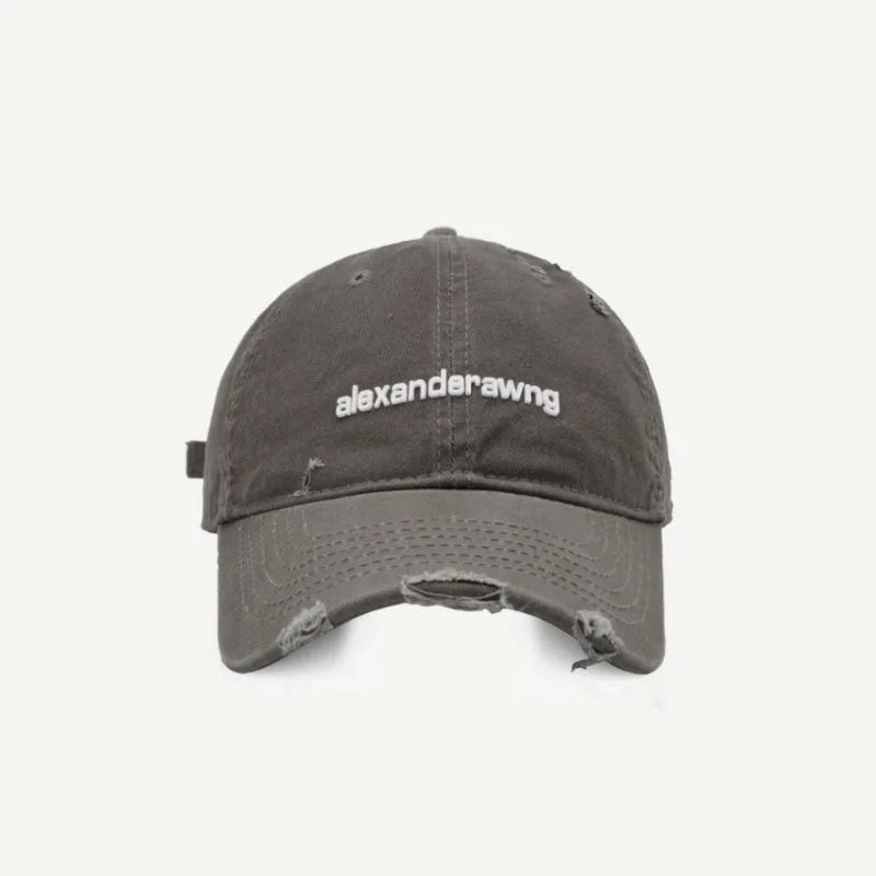 Ripped Letter Embroidery Trendy Baseball Cap Children Soft Top Showing Face Small Couple Big Head Casual Cap Men