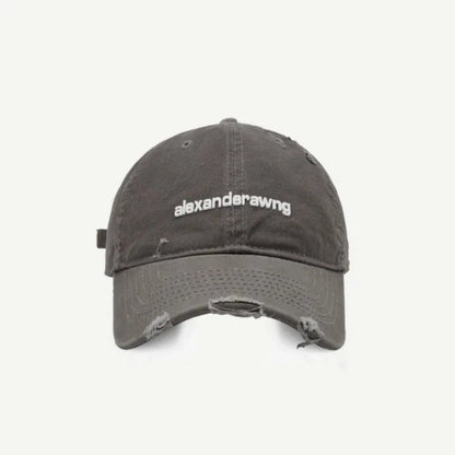 Ripped Letter Embroidery Trendy Baseball Cap Children Soft Top Showing Face Small Couple Big Head Casual Cap Men