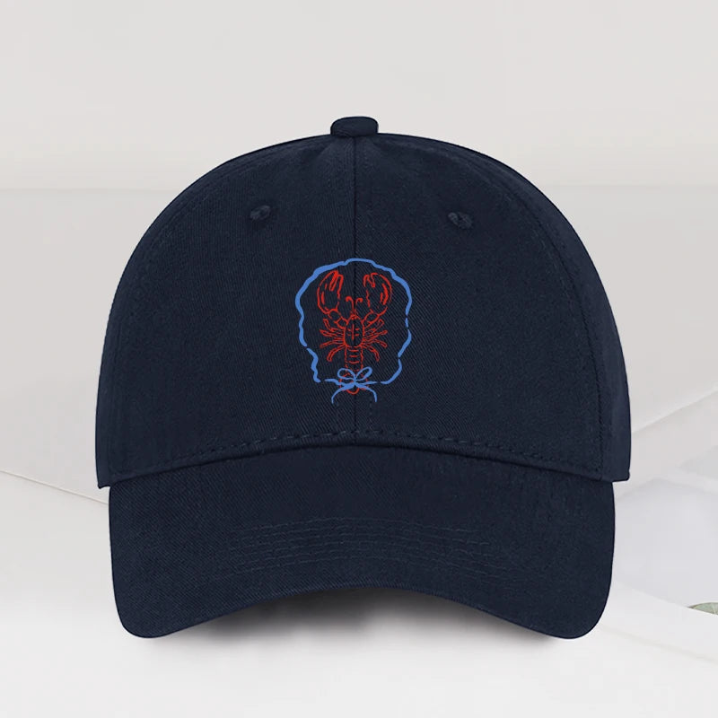 Bow Tie Lobster Print Soft Top Baseball Cap Soft Comfortable Lightweight Trendy Fashionable Unisex