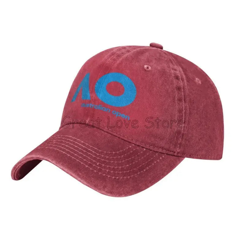 Australian Open AO Print Baseball Cap Vintage Washed Cotton Denim
