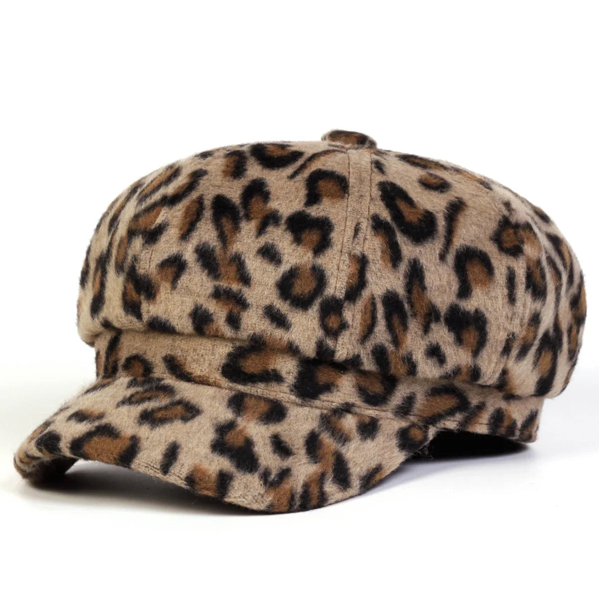 Unisex Plush Leopard Print Personality Newsboy Hat Spring Autumn
