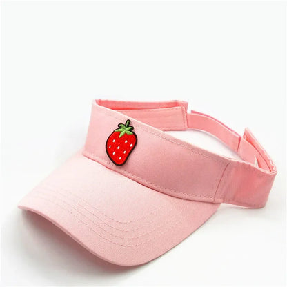 Spring Summer Cotton Cartoon Strawberry Fruit Embroidery Visors Baseball Cap