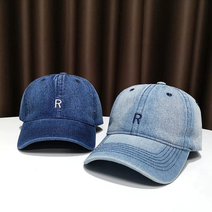 Blue Cowboy Baseball Cap Men And Women Fall White British Visor