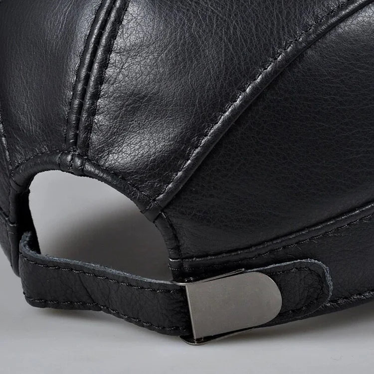 New 2023 Spring/Winter Man Genuine Leather Baseball Caps Male Warm