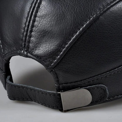 New 2023 Spring/Winter Man Genuine Leather Baseball Caps Male Warm