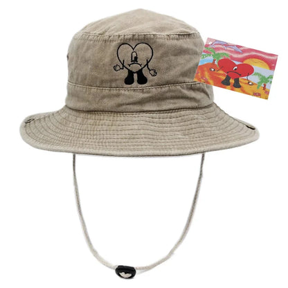 Cotton Embroidered Bad Bunny Fisherman Hat