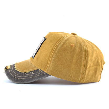 Vintage Denim Baseball Cap With Embroidery Tiger Patch Men