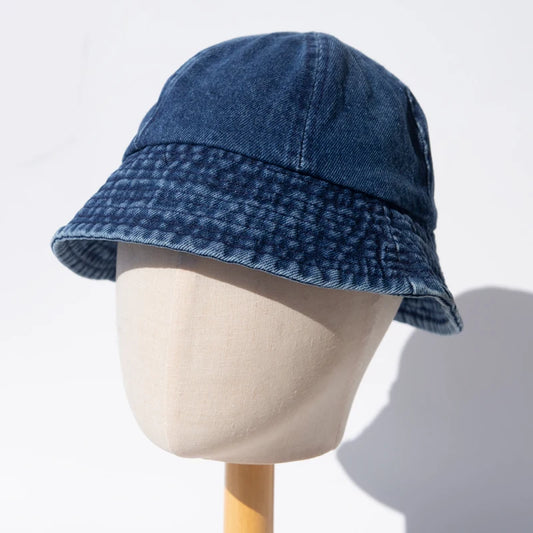 Retro Washed Denim Bucket Hat Women Men Unisex Round Top Fisherman Cap