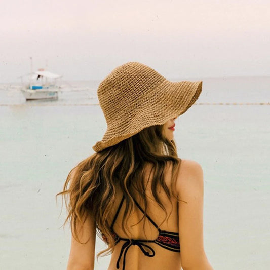 Beach Hat Female Sunscreen Cap Simple Women Panama Straw Hat