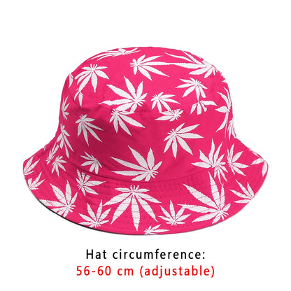 Panama Bucket Hat Candy Color/Hip Hop Maple Leaf Cotton