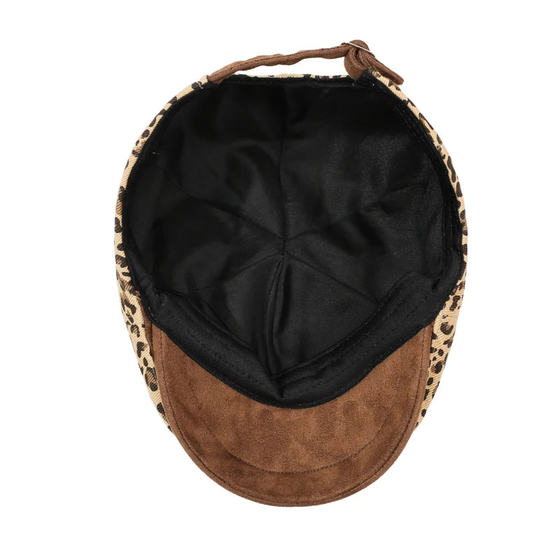 Leopard Print Newsboy Cap - American Vintage Paperboy Hat