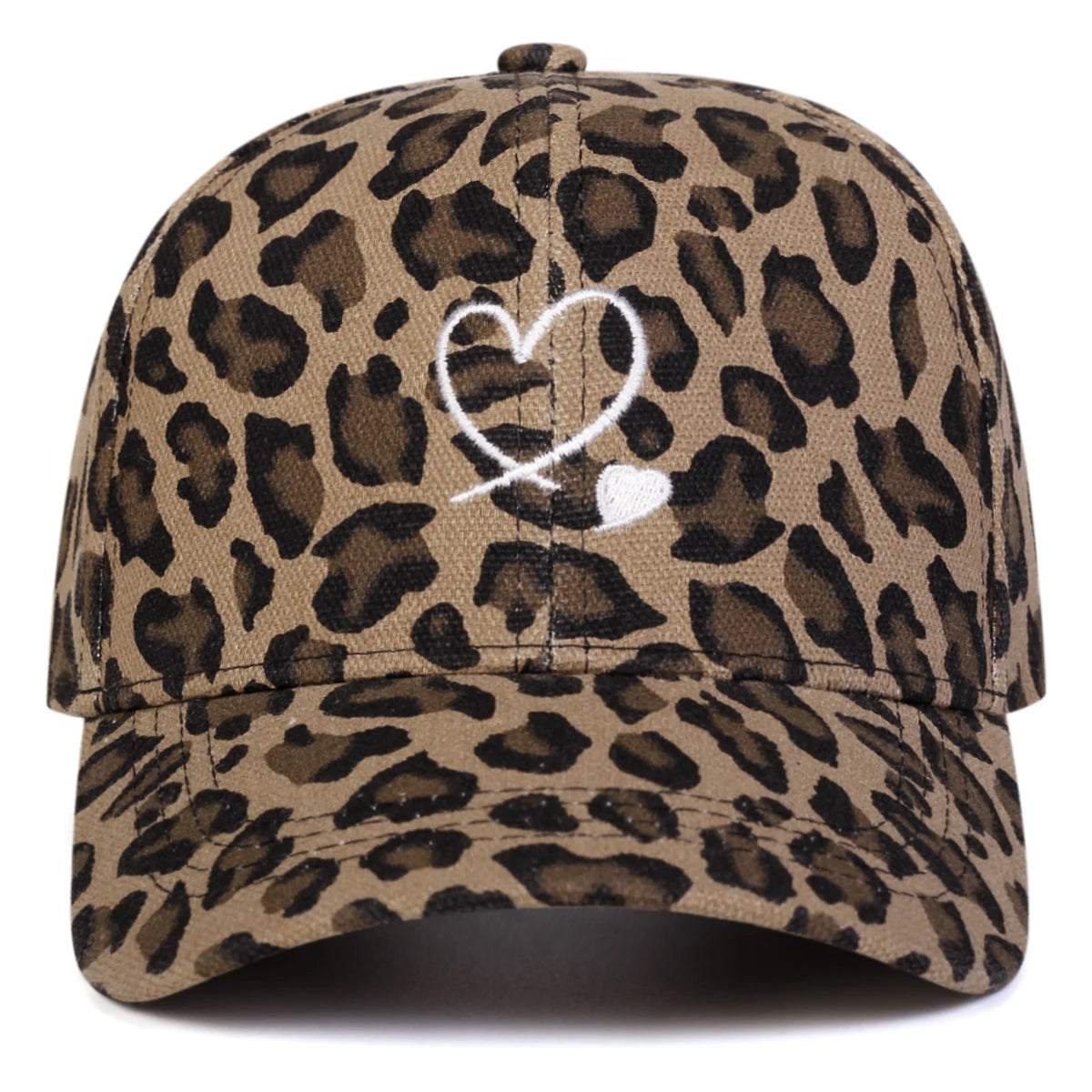 Unisex Leopard Print With Hearts Embroidery Baseball Caps