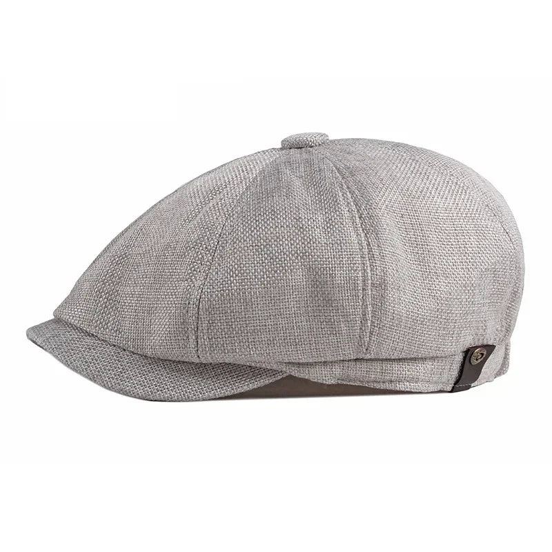 Classic Linen Berets Hats For Men Summer Breathable Newsboy Caps