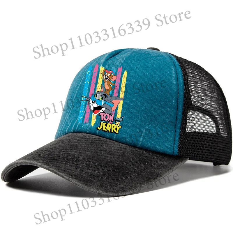 New Tom and Jerry Retro Hat Cartoon Baseball Cap Man Women Adjustable Baseball Hat Children Cute Sun Hat