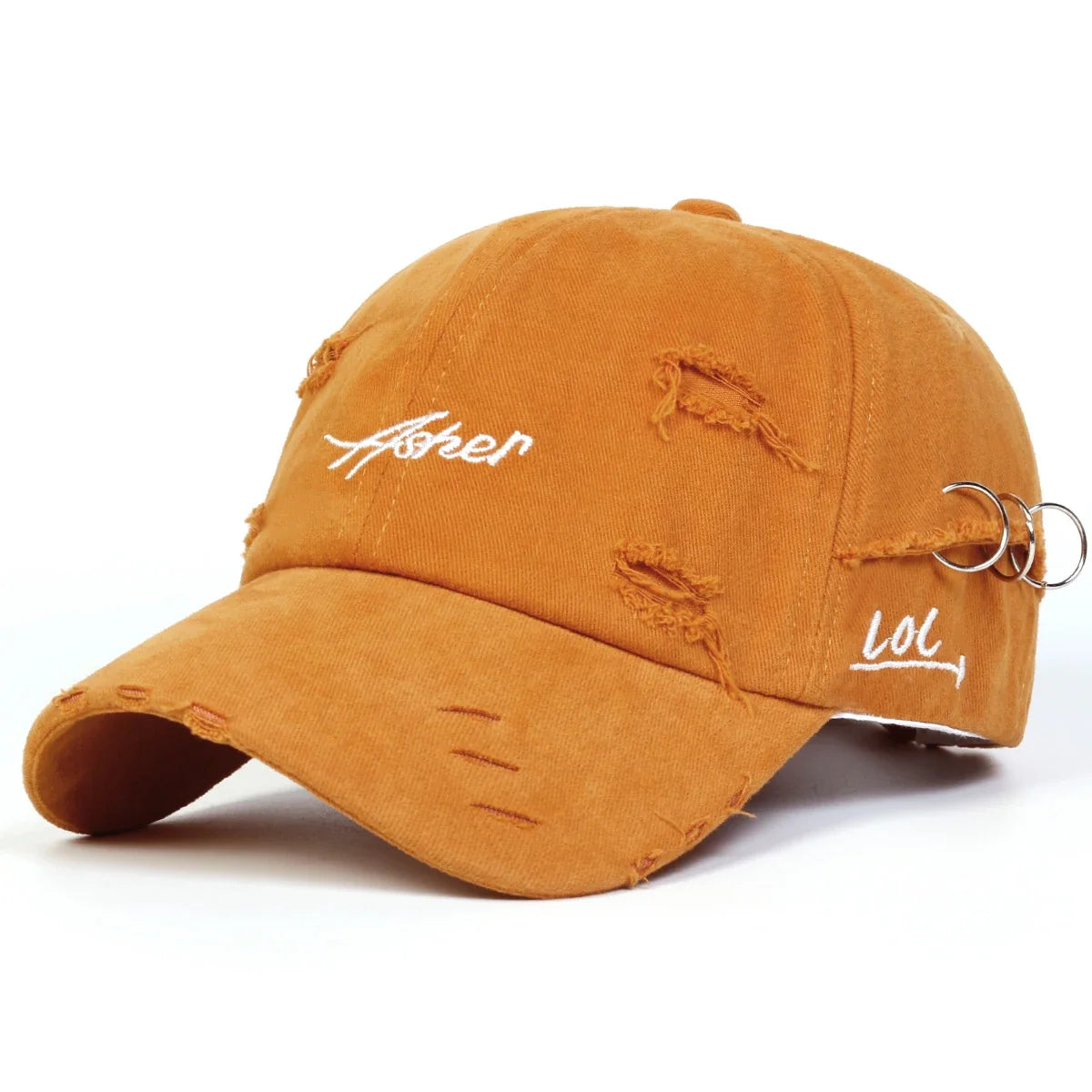 Unisex Asher Embroidery Hole Iron Ring Baseball Caps