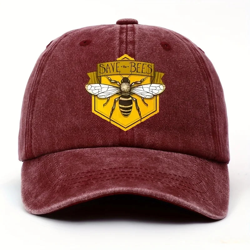 Bee Print Baseball Cap With Simple Design For Men And Women