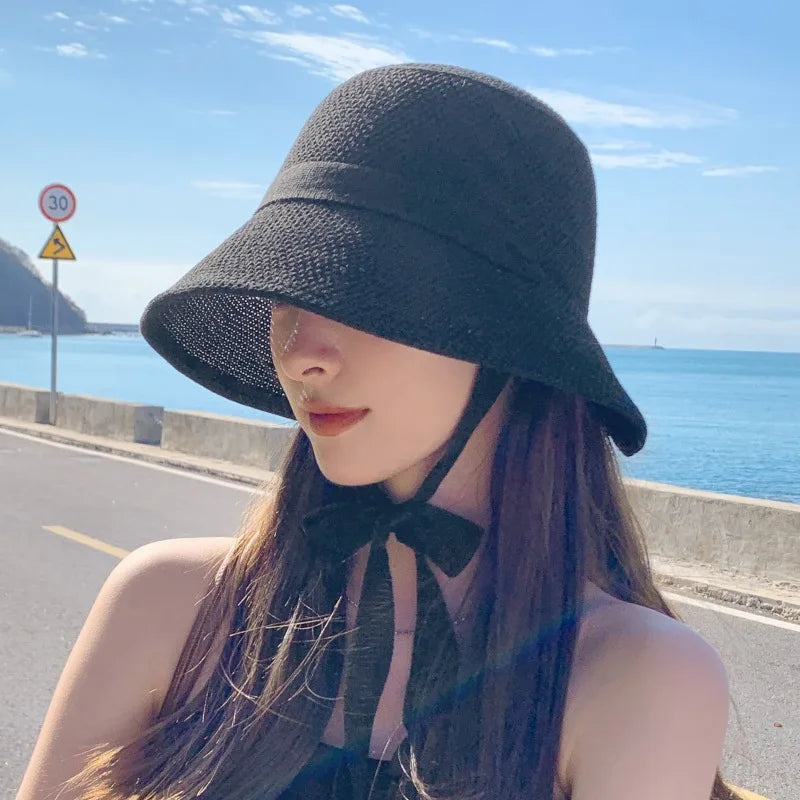 Women Summer Breathable Straw Hat Large Brim Adjustable