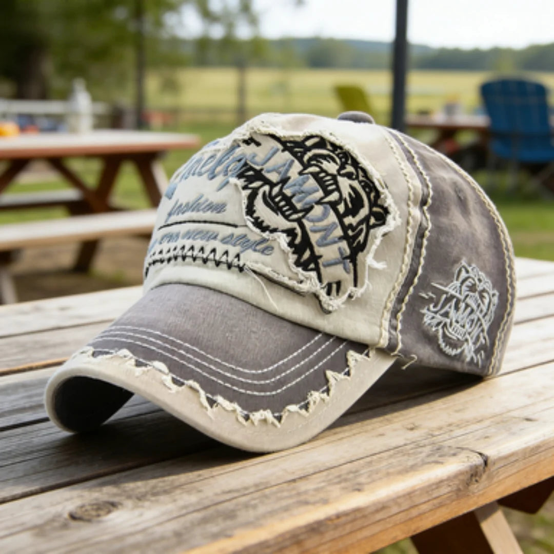 Men's Adjustable Washed Cotton Shark Embroidery Baseball Cap