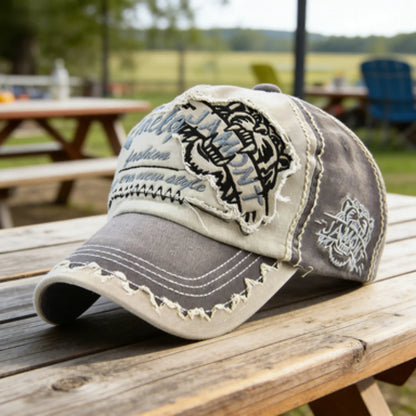 Men's Adjustable Washed Cotton Shark Embroidery Baseball Cap