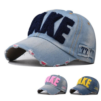 Vintage Denim Baseball Cap For Women Men Letter Snapback Sun Hat