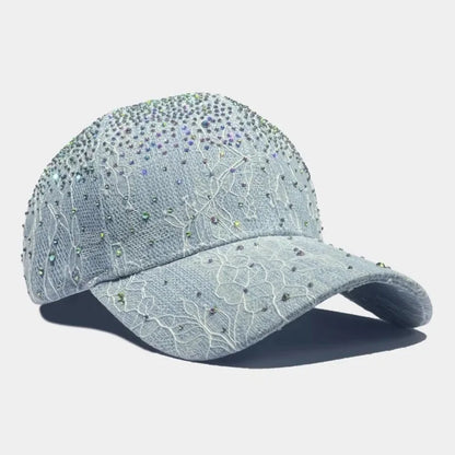 Women Fashion Lace Diamonds Designer Peaked Cap