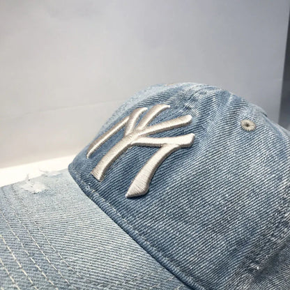 2026 New Unisex Letter Embroidery Hole Denim Baseball Caps
