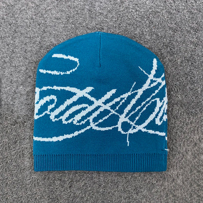 Warm Jacquard Letter Knitted Woolen Hat For Men And Women Autumn Winter