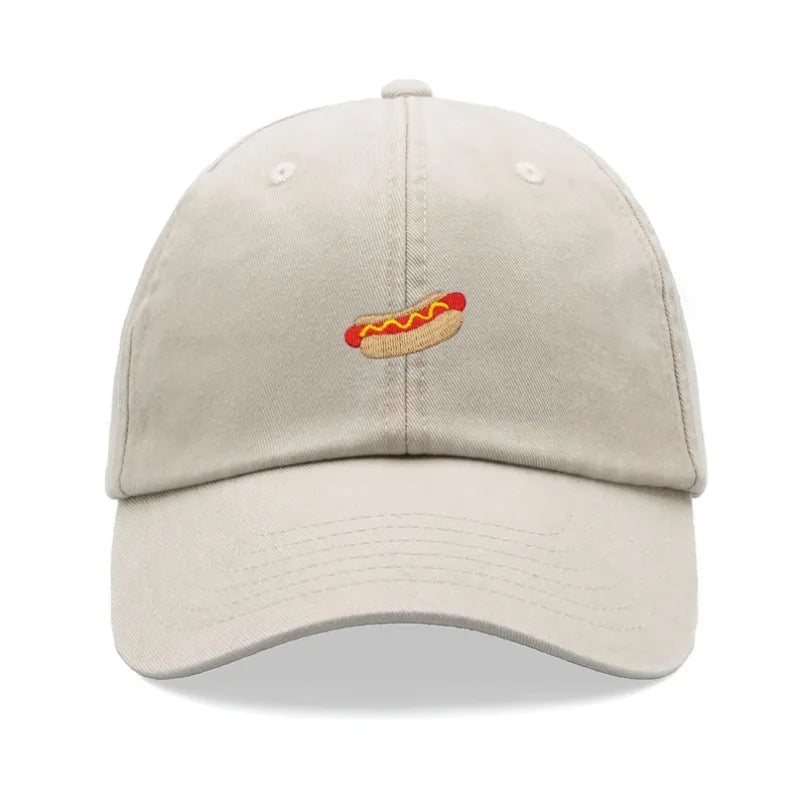 Hotdog Baseball Cap Vintage Washed Unisex Dad Hat Adjustable Faded Sports Sun Food Hiking Gardening Funny
