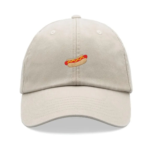 Hotdog Baseball Cap Vintage Washed Unisex Dad Hat Adjustable Faded Sports Sun Food Hiking Gardening Funny