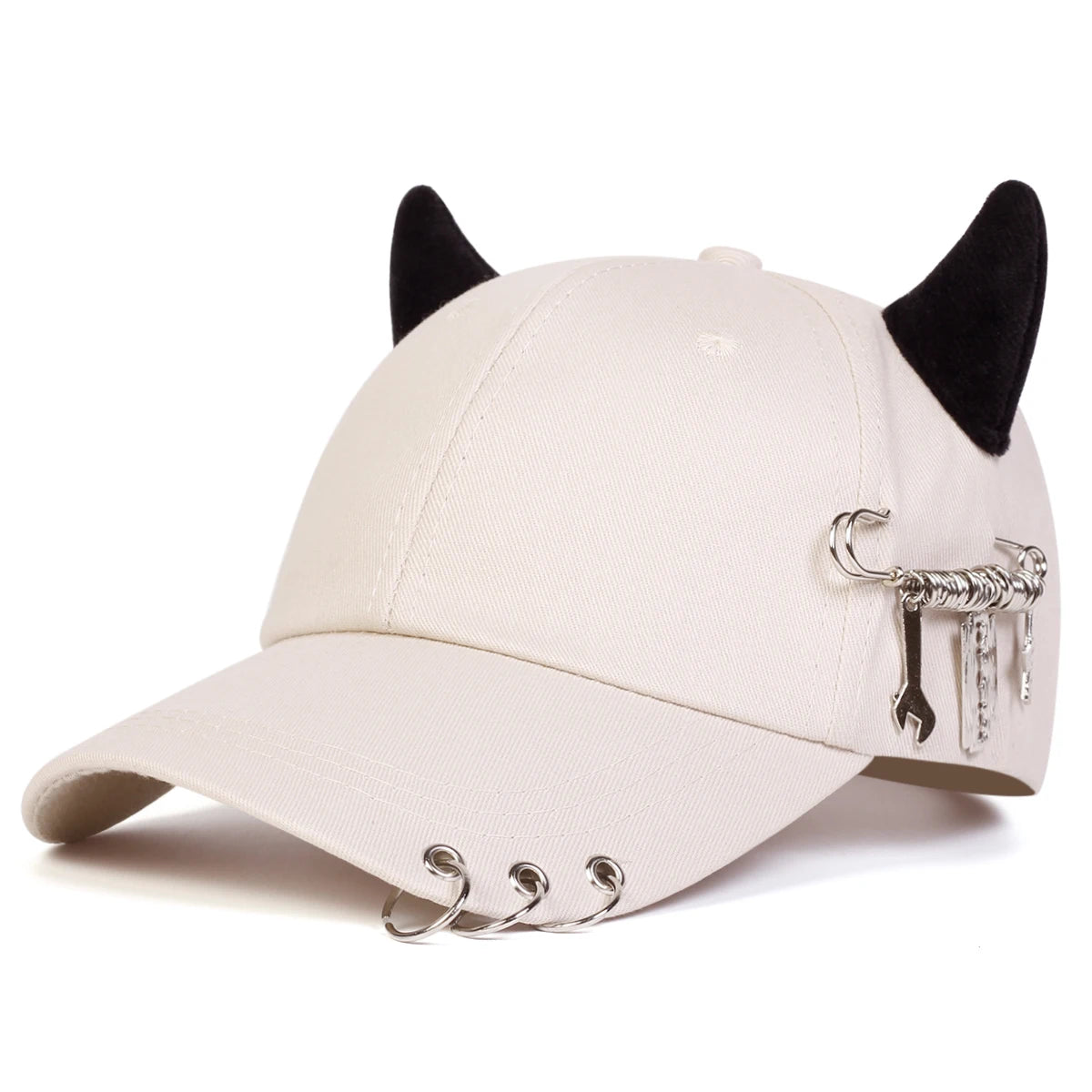 Unisex Lron Ring Cow Horn Personality Baseball Caps Spring Autumn