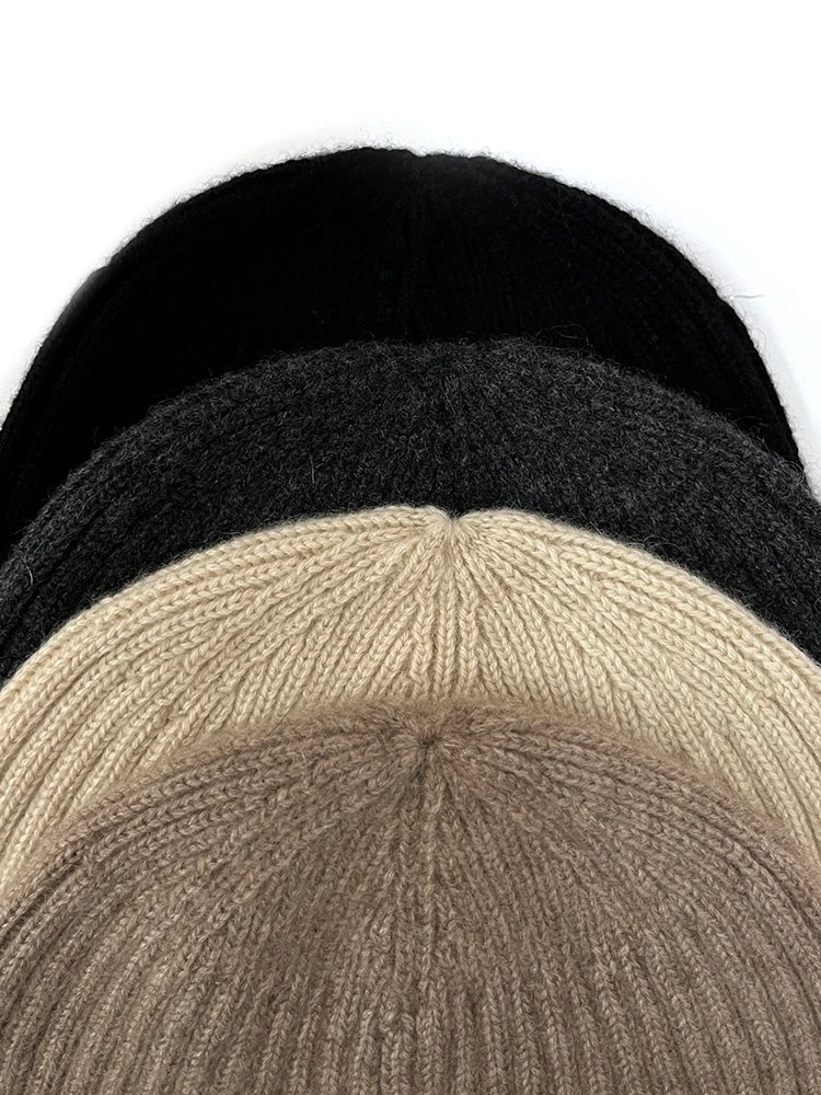 100% Cashmere Knitted Trawler Beanie Skullcap Watch Caps