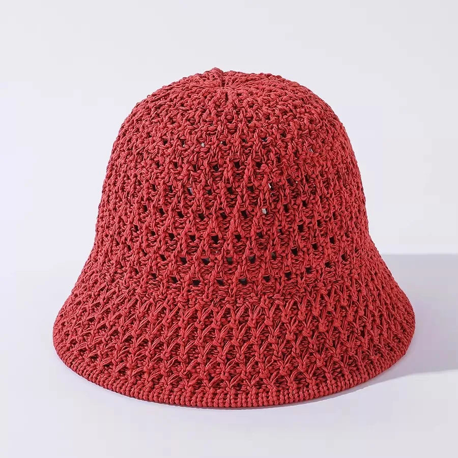 Breathable Summer Hollow Out Knitted Bucket Hats