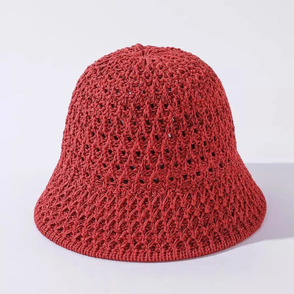 Breathable Summer Hollow Out Knitted Bucket Hats