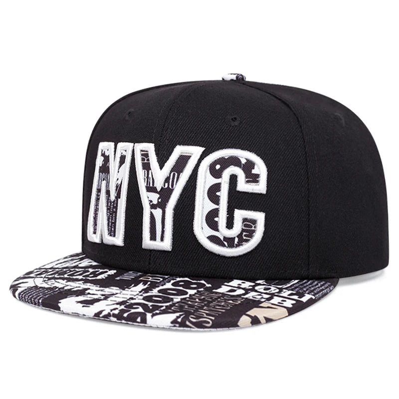 Fashion Hip Hop Hat NYC Graffiti Embroidery Street Skateboarding Hat Daily Leisure Sunshade Baseball Hat Flat Edge Hat