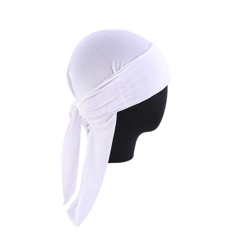 New Unisex Velvet Durags Bandana Turban Hat Men Women Breathable Long Tail