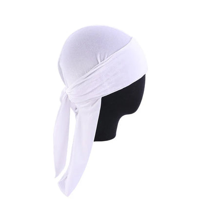 New Unisex Velvet Durags Bandana Turban Hat Men Women Breathable Long Tail