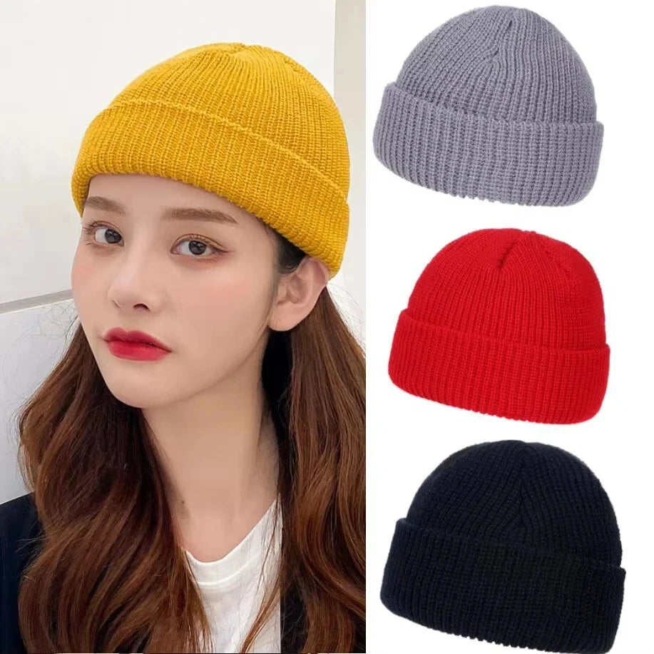 Fashion Beanie Knit Hats Men Boy Skullcap Sailor Caps Cuffs Retro Navy Short Hat