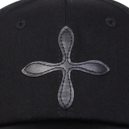 Unisex Leather Label Cross Baseball Caps Spring Autumn