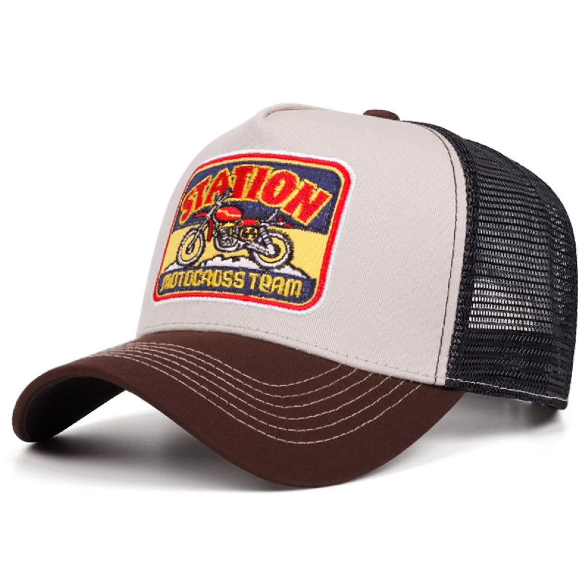Station Motorcycle Breathable Mesh Hat Skateboarding Hip Hop Hat