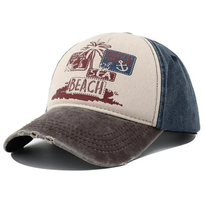 Retro Beach Embroidery Hat for Men Women