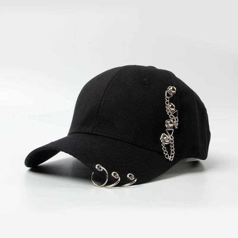 Y2K Punk Metal Chain Ring Baseball Cap Women
