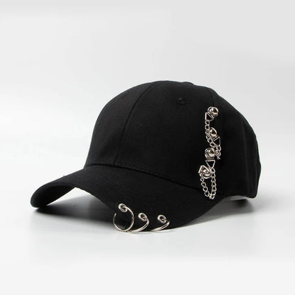 Y2K Punk Metal Chain Ring Baseball Cap Women