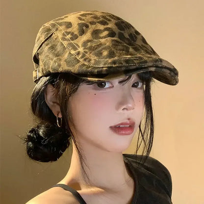 Spring Women's Retro Leopard Print Forward Cap