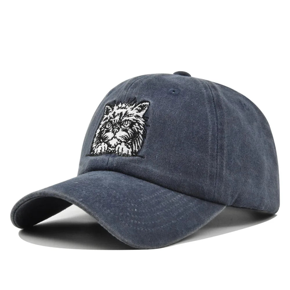 Vintage Cat Embroidery Baseball Cap