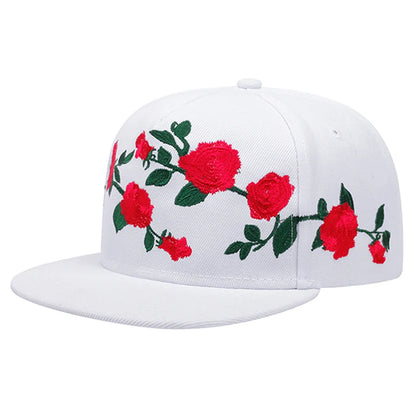Fashion Fastball Rose Embroidery Hip Hop Baseball Cap Snapback Hat Adult