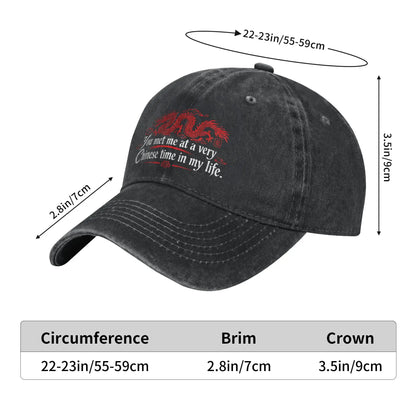 Unisex Style Baseball Cap Dragon Distressed Denim Cap