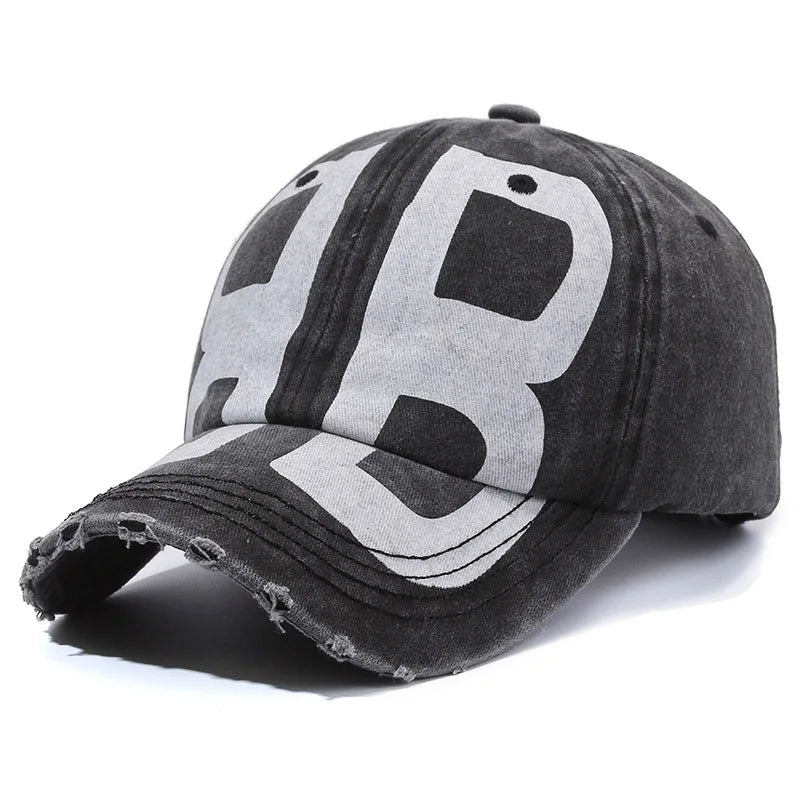 New Spring Washed Distressed Soft Top Printed Baseball Cap