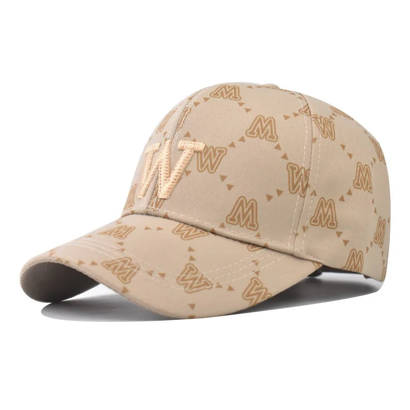 Full-Letter Printed Baseball Cap With 3D Letter Embroidery and Adjustable Design, Suitable For Daily Street Wear.
